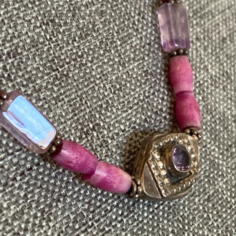 Vintage Genuine Amethyst & Silver Necklace